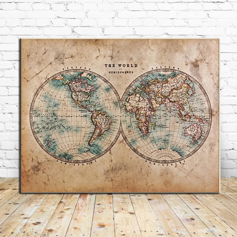 A Map of The World Hemispheres Retro Old Picture Canvas Paintings Vintage Prints Posters for Living Room Home Wall Decoration
A Map of The World Hemispheres Retro Old Picture Canvas Paintings Vintage Prints Posters for Living Room Home Wall Decoration