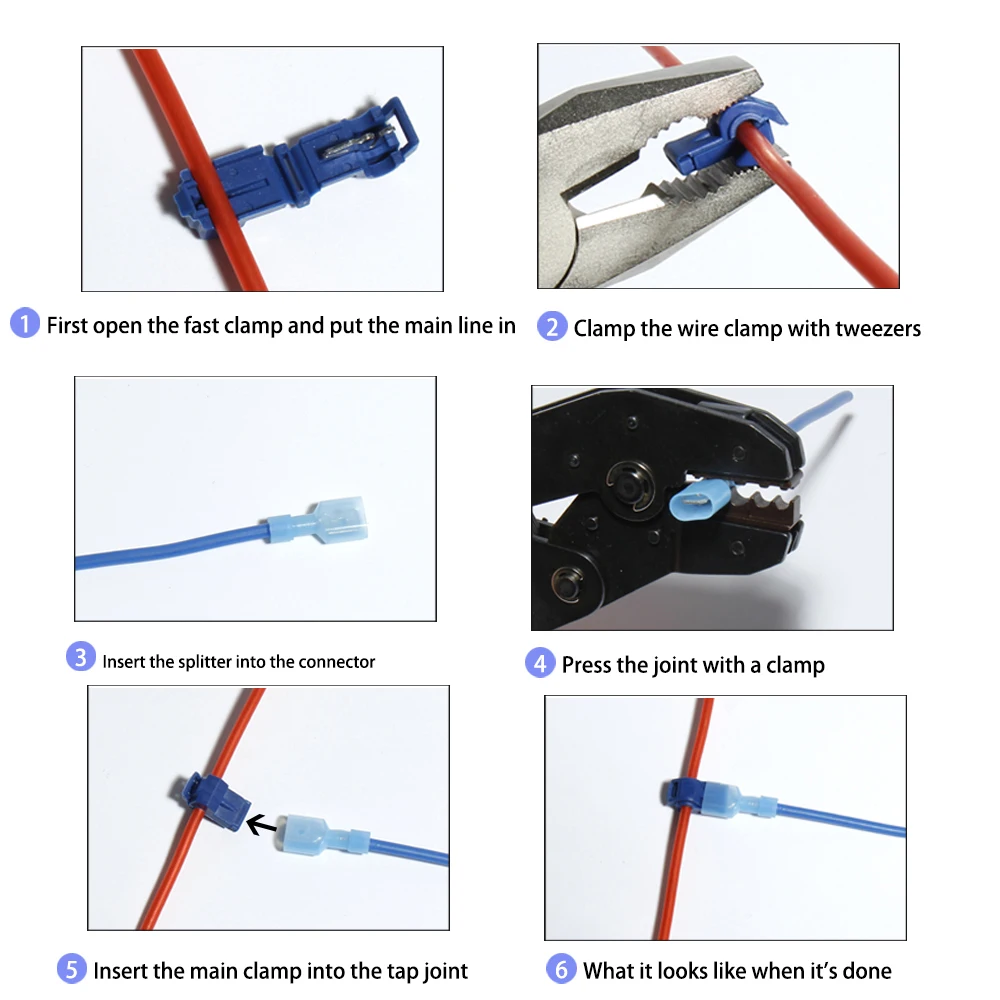 

HS-40J Connectors Self-Stripping Quick Splice Wire Terminal Insulated Spade Lock Cable Crimp pliers Splice Electrical Tool T-Tap