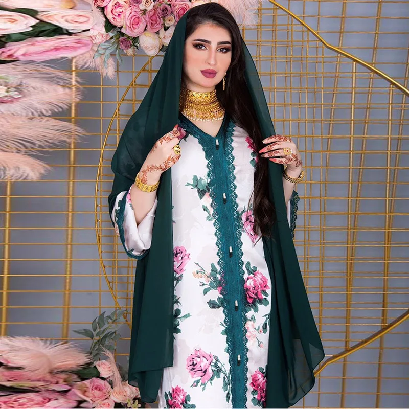 Middle East Turkey Dubai dress female printed floral abaya kimono robe loose ethnic Arabian Saudi Muslim clothing long skirt
Middle East Turkey Dubai dress female printed floral abaya kimono robe loose ethnic Arabian Saudi Muslim clothing long skirt