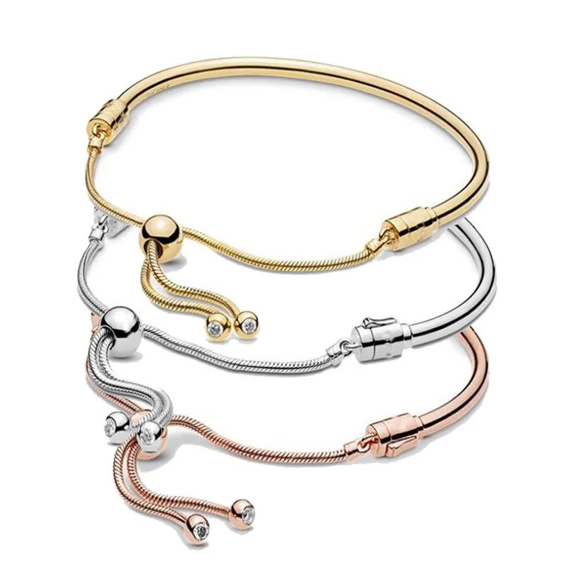 Rose Gold & Silver Moments Sliding Clasp Adjust 925 Sterling Silver Bangle Fit Fine Original PanBracelet Bead Charm Diy Jewelry
Rose Gold & Silver Moments Sliding Clasp Adjust 925 Sterling Silver Bangle Fit Fine Original PanBracelet Bead Charm Diy Jewelry