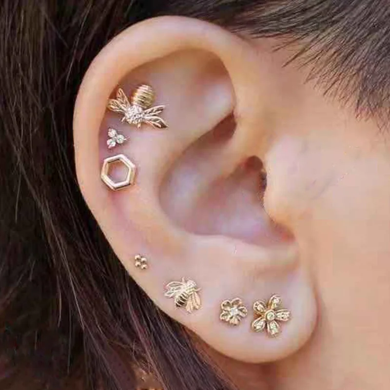 7pcs/set Fashion Flower Bee Hexagon Crystal Stud Earring Set Simple Vintage Alloy Party Earrings Women Fashion Jewelry Gifts
7pcs/set Fashion Flower Bee Hexagon Crystal Stud Earring Set Simple Vintage Alloy Party Earrings Women Fashion Jewelry Gifts
