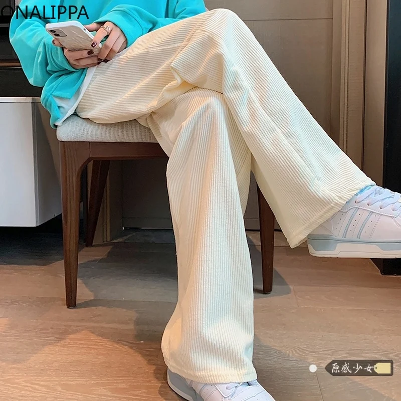 Женские брюки ONALIPPA с высокой талией, модные однотонные свободные тонкие прямые вельветовые брюки с широкими штанинами, весна-осень
Женские брюки ONALIPPA с высокой талией, модные однотонные свободные тонкие прямые вельветовые брюки с широкими штанинами, весна-осень