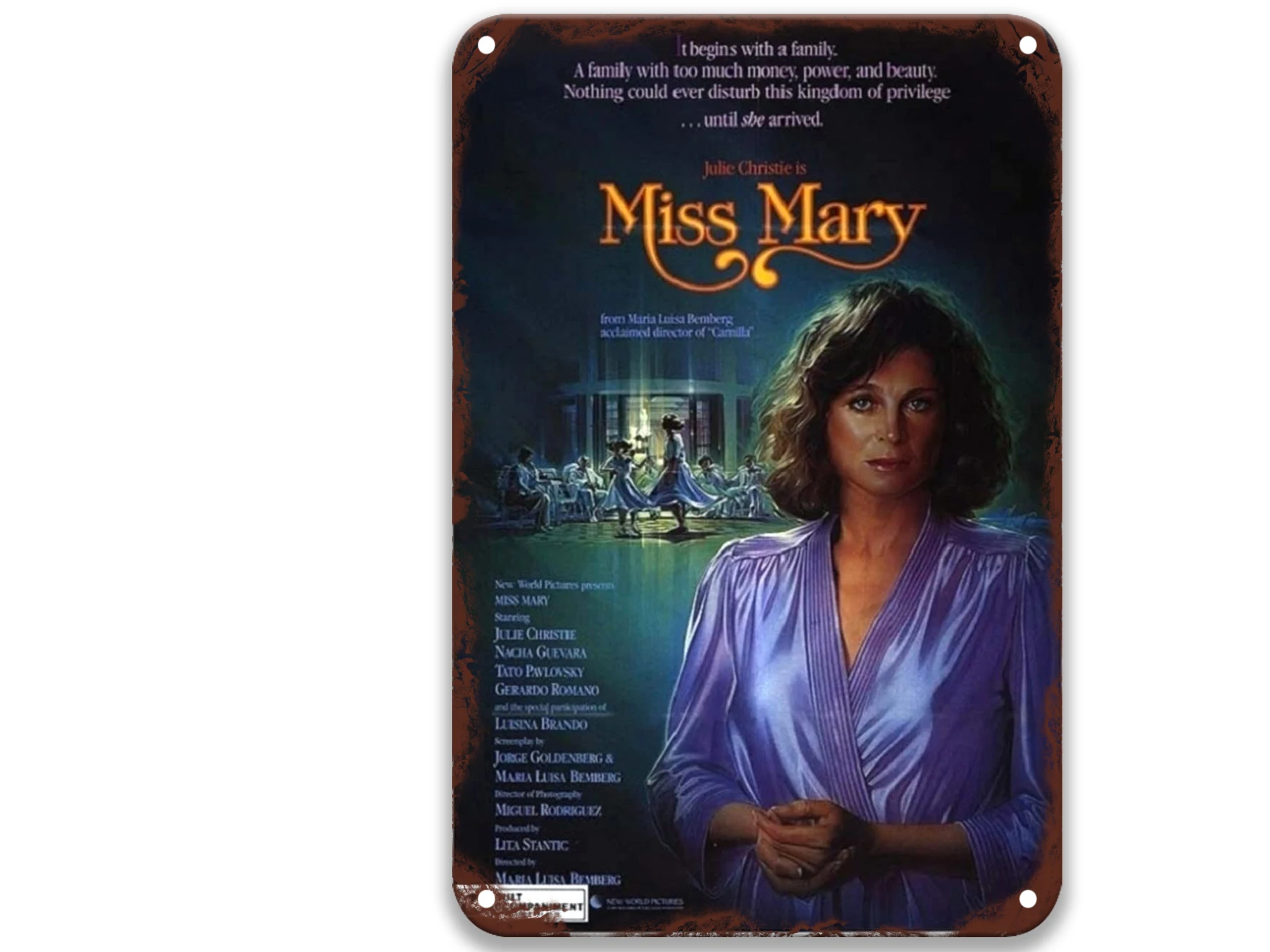 Miss Mary (1986) металлические жестяные знаки, фильмы, пляжный декор для эстетического декора комнаты 8x12 дюймов
Miss Mary (1986) металлические жестяные знаки, фильмы, пляжный декор для эстетического декора комнаты 8x12 дюймов