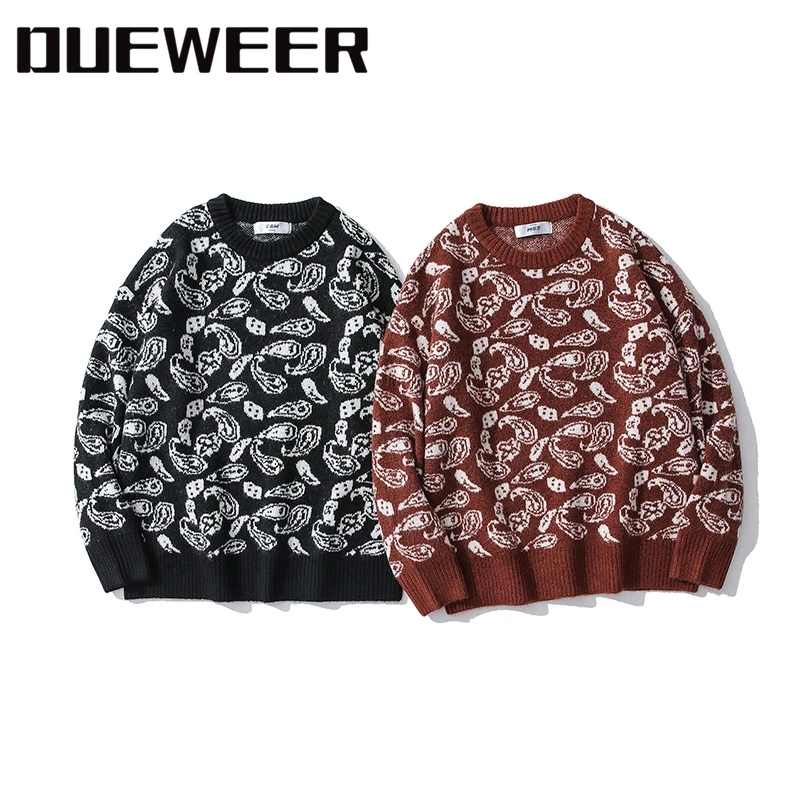 Dueweer Men Women Paisley Print Knit Sweaters Autumn Winter Cashew Flowers Harajuku Oversized Sweater Pullovers
Dueweer Men Women Paisley Print Knit Sweaters Autumn Winter Cashew Flowers Harajuku Oversized Sweater Pullovers