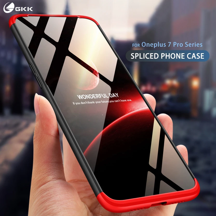 Роскошный чехол GKK для Oneplus 7 pro на 360 градусов ударопрочный Жесткий ПК матовый