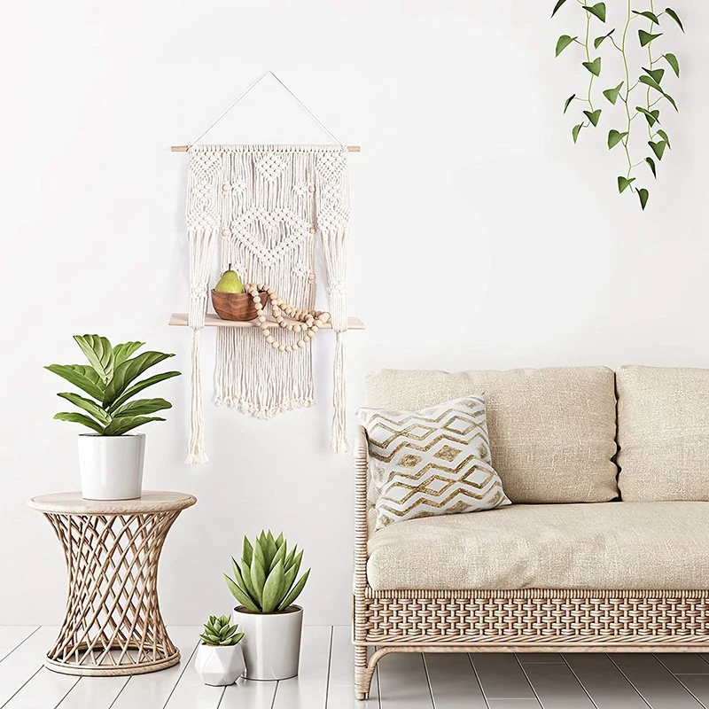 Macrame Shelf with Floating Wood Shelf Beautiful Handmade Macrame Shelf for Hanging Plants and Decor
Macrame Shelf with Floating Wood Shelf Beautiful Handmade Macrame Shelf for Hanging Plants and Decor