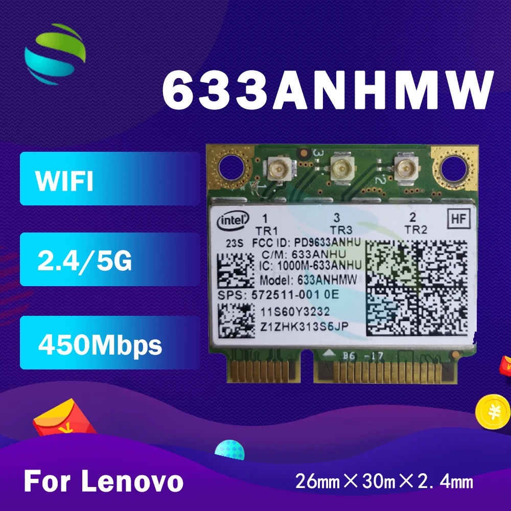 Оптовая продажа Wi-Fi 633AN 633ANHMW 6300AN половинная мини PCIe Wlan Беспроводная Wi-Fi карта 450M FRU:60Y3233 для IBM Y460 X230 X220 T410 T420 
Оптовая продажа Wi-Fi 633AN 633ANHMW 6300AN половинная мини PCIe Wlan Беспроводная Wi-Fi карта 450M FRU:60Y3233 для IBM Y460 X230 X220 T410 T420