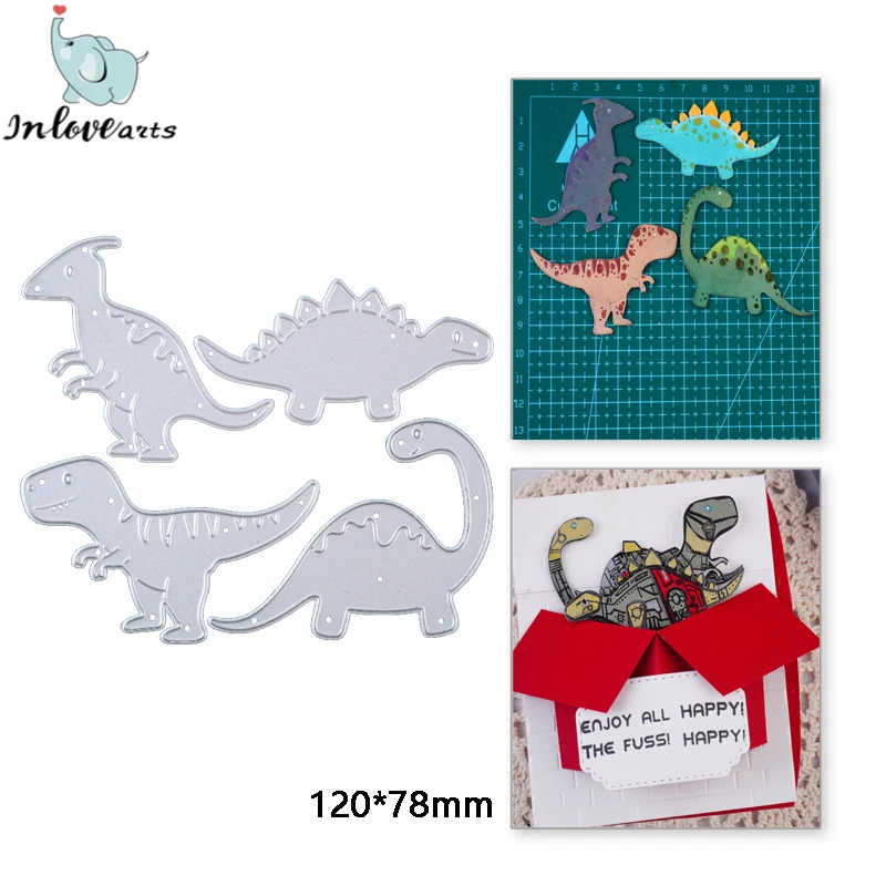 

InLoveArts 4pcs Dinosaur Set Crafting Dies Emboss Stencil For Metal Cutting Dies Diy Scrapbooking Decorative Paper Crafts Cut