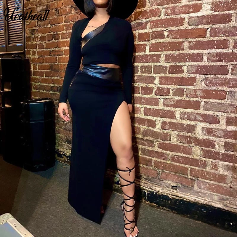 Women Holow Out Long Sleeve Dress Punleather Patchwork 2020 Winter Side Split Bodycon Robe Sexy Birthday Party Night Dresses
Women Holow Out Long Sleeve Dress Punleather Patchwork 2020 Winter Side Split Bodycon Robe Sexy Birthday Party Night Dresses