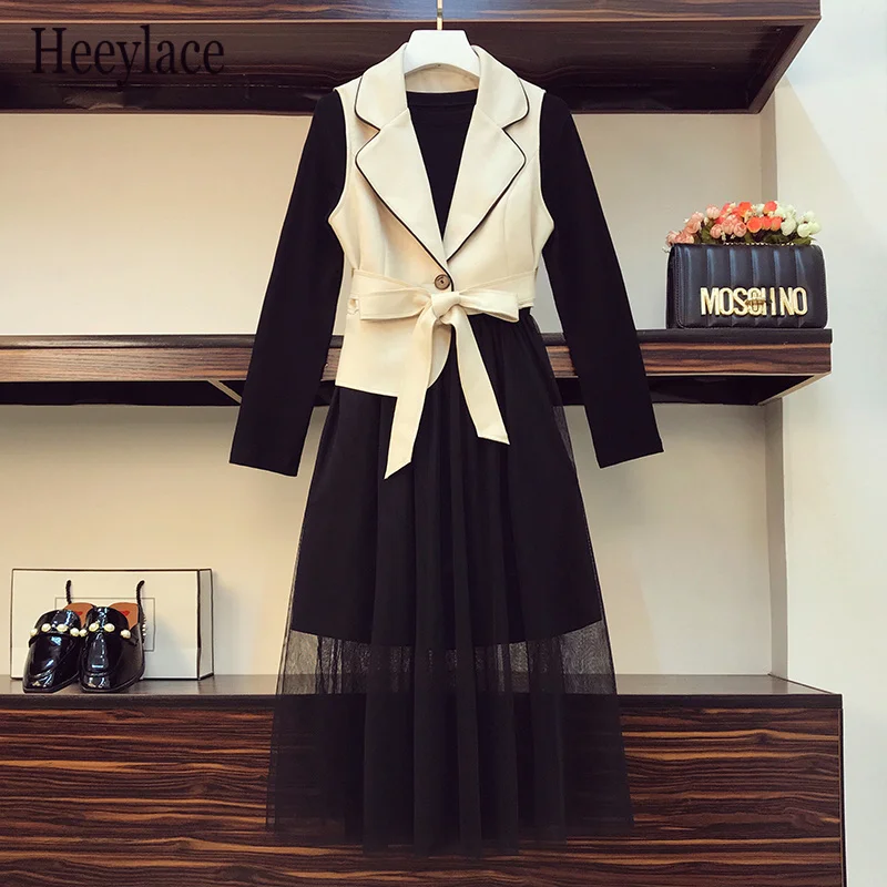 Office Ladies Elegant Autumn Winter Two Piece Set Long Mesh Stitched Knit Bottomed Skirt Suede Vest Set Korean Set
Office Ladies Elegant Autumn Winter Two Piece Set Long Mesh Stitched Knit Bottomed Skirt Suede Vest Set Korean Set