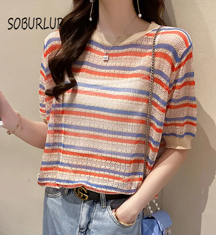 SOBURLUR Crop Tops Short sleeve T-shirt Women's T-shirt Oversized T-shirt Woman Clothes Knitting Loose Top 2021 Summer
SOBURLUR Crop Tops Short sleeve T-shirt Women's T-shirt Oversized T-shirt Woman Clothes Knitting Loose Top 2021 Summer