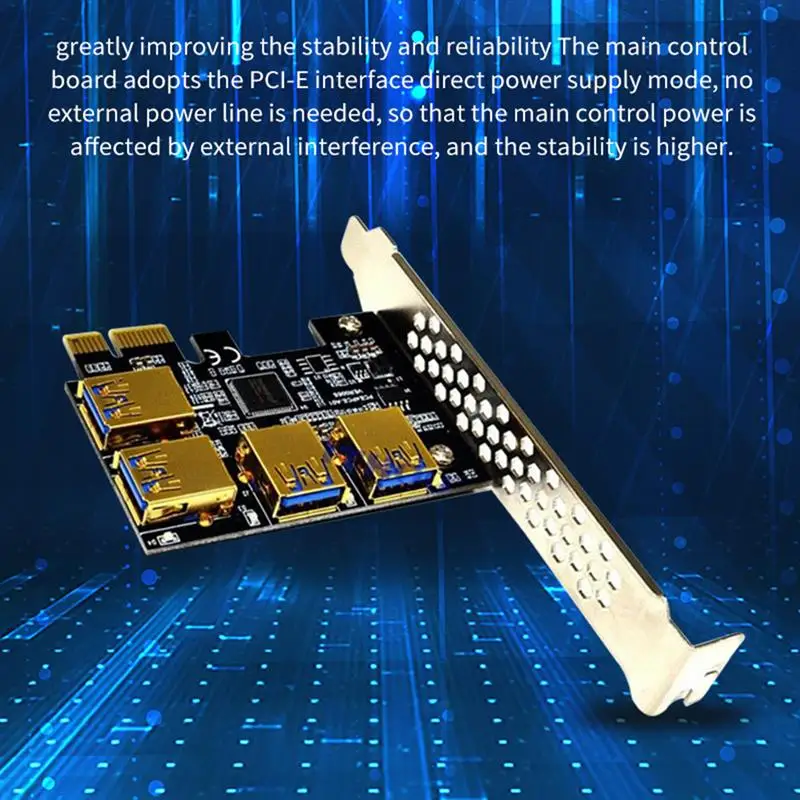 PCI-E Expansion Card PCI-E Riser Board 4 Ports USB Adapter Card 1 to 4 Riser Card Set, 4pin Expansion Cable New
PCI-E Expansion Card PCI-E Riser Board 4 Ports USB Adapter Card 1 to 4 Riser Card Set, 4pin Expansion Cable New