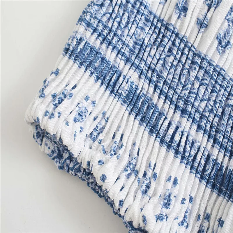 2021 Women Ruched Print Cropped Za Blouse Long Puff Sleeve Smocked Elastic Vintage Summer Top Female Chic Pleated Blue Shirts
2021 Women Ruched Print Cropped Za Blouse Long Puff Sleeve Smocked Elastic Vintage Summer Top Female Chic Pleated Blue Shirts