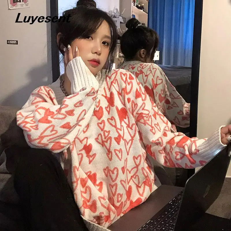 Sweet Lady Pink Beige Pullover Sweater Autumn Y2k Girl Kawaii Heart Print Long Sleeve Harajuku Sweaters Korean Fashion Knitwear
Sweet Lady Pink Beige Pullover Sweater Autumn Y2k Girl Kawaii Heart Print Long Sleeve Harajuku Sweaters Korean Fashion Knitwear