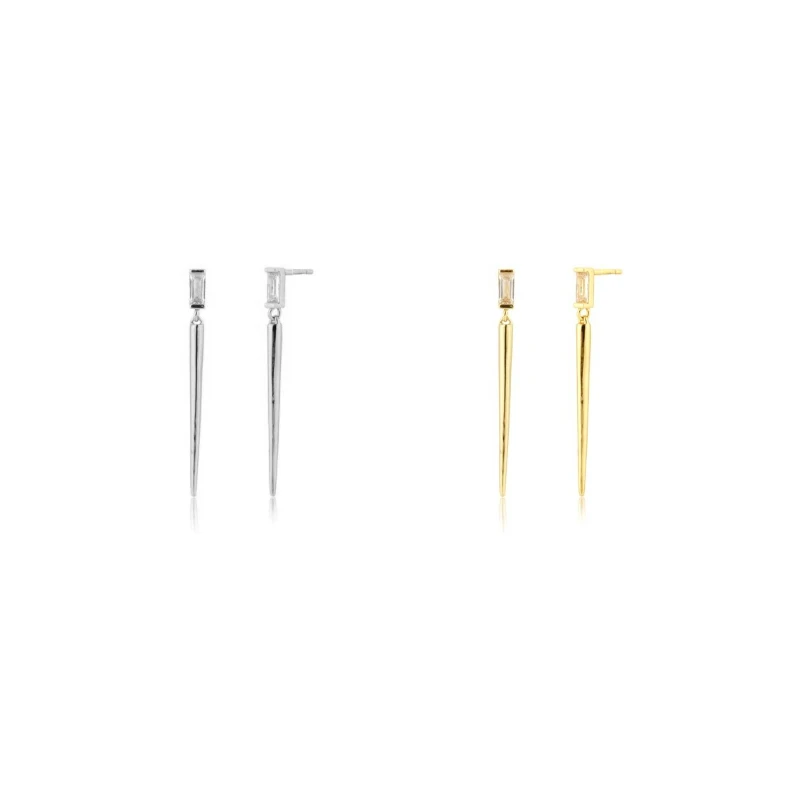 Clear Zircon Slim Long Spike Piercing Drop Earrings women Pendiente Rock Punk Fashion Crystal Zircon European Wedding Jewelry
Clear Zircon Slim Long Spike Piercing Drop Earrings women Pendiente Rock Punk Fashion Crystal Zircon European Wedding Jewelry