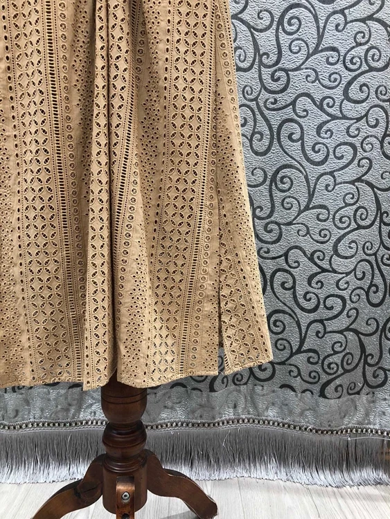 Out Embroidery Hollow Dress 2021 Summer Party Vintage Women V-Neck Pleated Deco Short Sleeve Mid-Calf Length Brown Green Dress
Out Embroidery Hollow Dress 2021 Summer Party Vintage Women V-Neck Pleated Deco Short Sleeve Mid-Calf Length Brown Green Dress