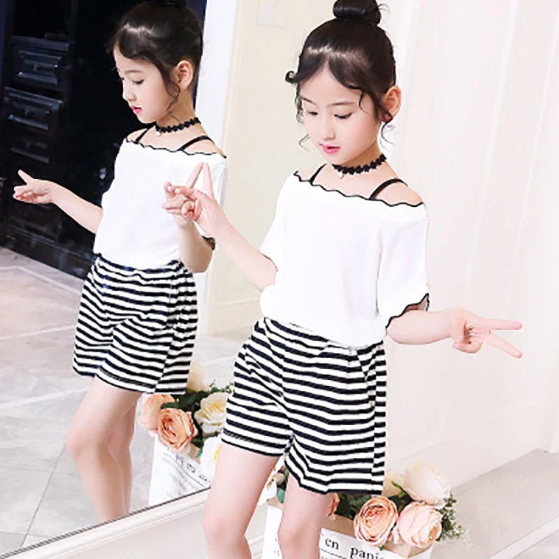 2Pcs Solid Color Top Striped Pants Children Clothing For Girls Clothes Suits Kids Summer Clothes Fashion Outdoor Sportswear
2Pcs Solid Color Top Striped Pants Children Clothing For Girls Clothes Suits Kids Summer Clothes Fashion Outdoor Sportswear