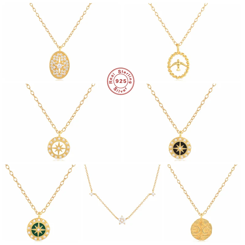 GS 925 Sterling Silver Cubic Zirconia Jeweled Oval Pendant Necklaces For Women Luxury Star Moon Pattern Round Charm Choker
GS 925 Sterling Silver Cubic Zirconia Jeweled Oval Pendant Necklaces For Women Luxury Star Moon Pattern Round Charm Choker