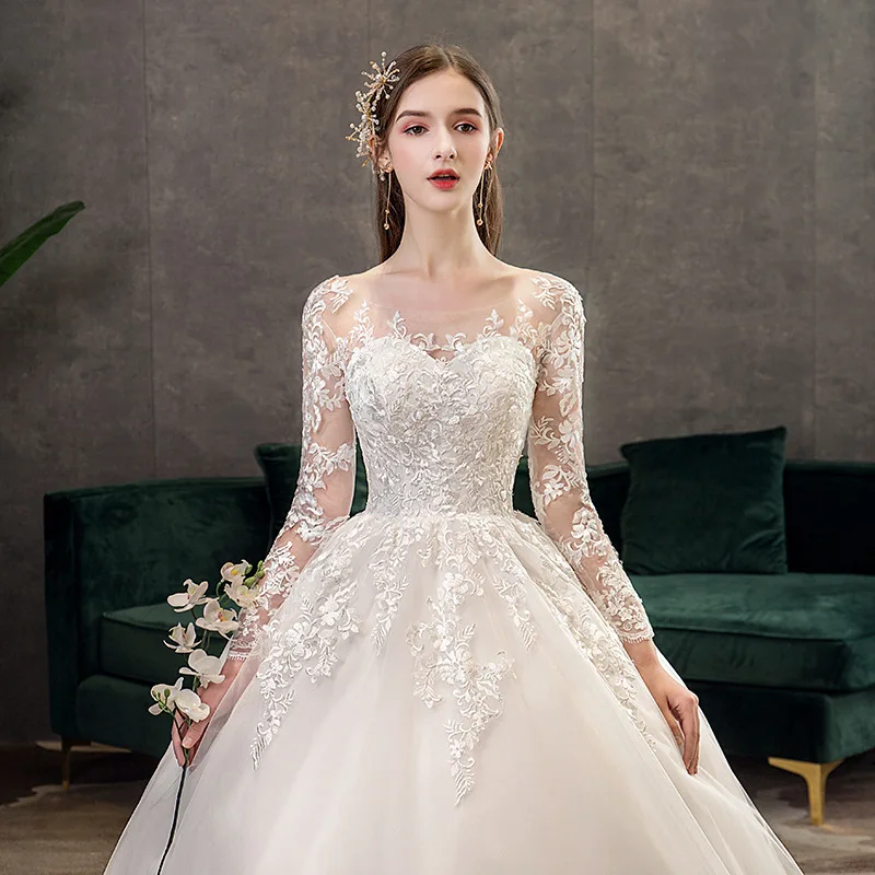 2021 New Vintage O Neck Full Sleeve Wedding Dress Illusion Simple Lace Embroidery Custom Made Bridal Gown Vestido De Noiva L
2021 New Vintage O Neck Full Sleeve Wedding Dress Illusion Simple Lace Embroidery Custom Made Bridal Gown Vestido De Noiva L