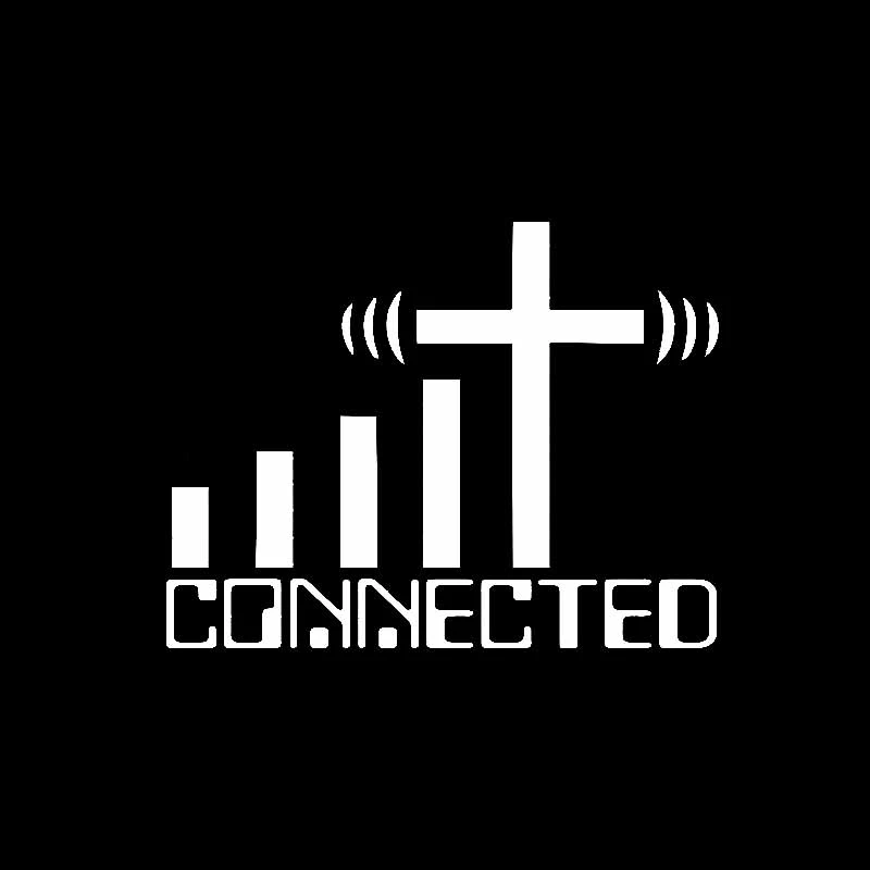 CONNECTED Cross WiFi Christian Car Sticker Vinyl Decal Black/Silver 15CM*11CM | Stickers
