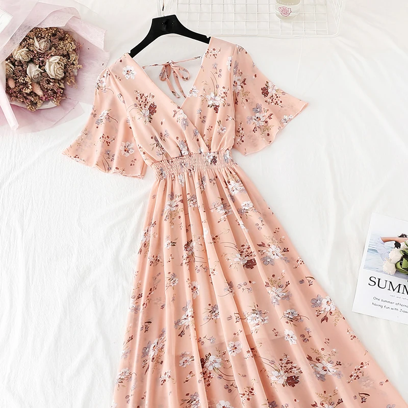 2020 Slim V Neck Summer Midi Long Dress Vestido Party Short sleeve Chiffon dress Women Casual Elegant print A-Line Vestidos
2020 Slim V Neck Summer Midi Long Dress Vestido Party Short sleeve Chiffon dress Women Casual Elegant print A-Line Vestidos