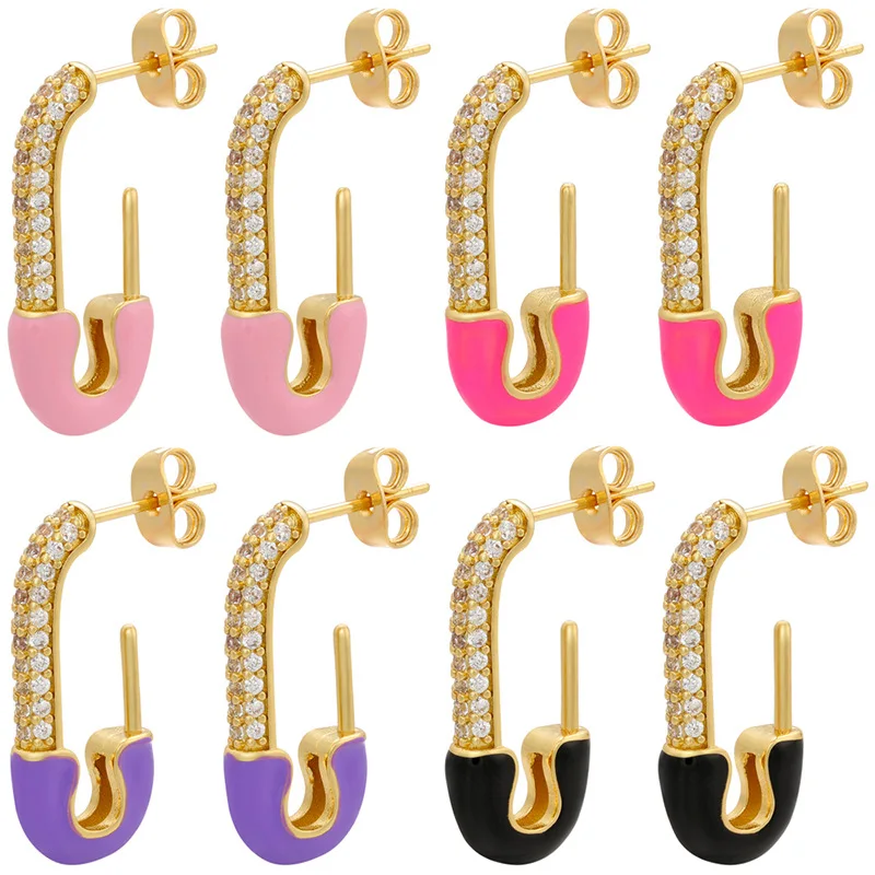 Fashionable Oil Dripping Color Cubic Zircom Design Cuffs Earrings for Women Geometric Golden Rectangular Metal Ornaments A Pair
Fashionable Oil Dripping Color Cubic Zircom Design Cuffs Earrings for Women Geometric Golden Rectangular Metal Ornaments A Pair