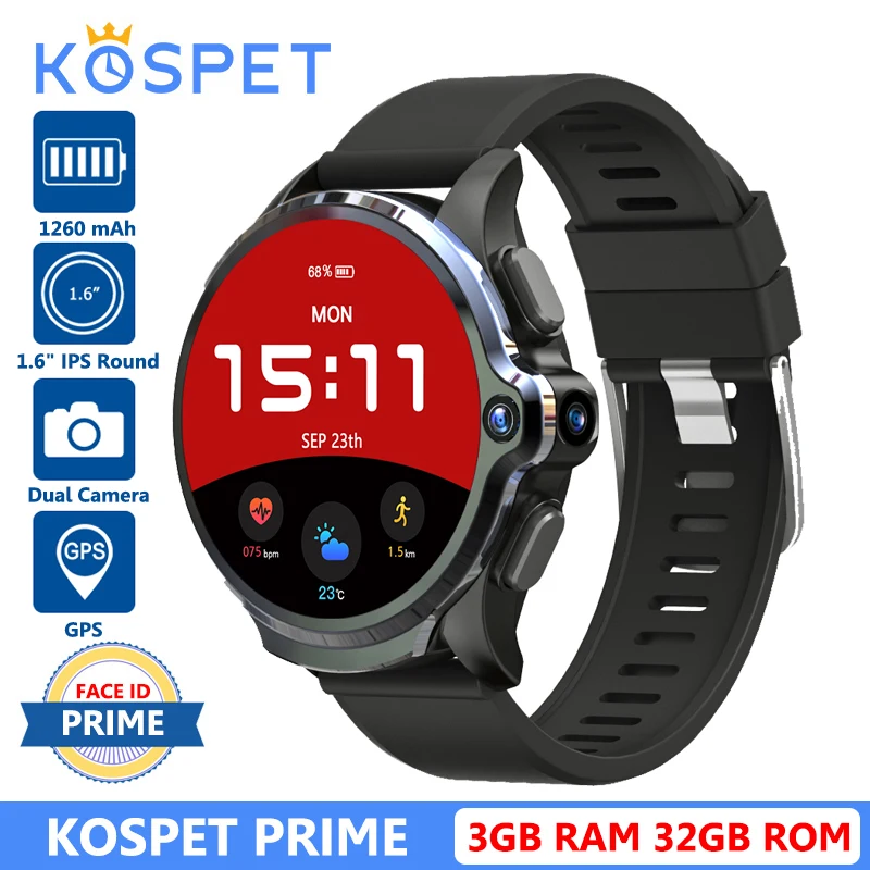 Смарт часы KOSPET Prime Face ID 4G Android 7 1 3 + 32 ГБ MTK6739 4 ядра 6 дюйма 1260 мАч GPS Wi Fi|Смарт-часы| |