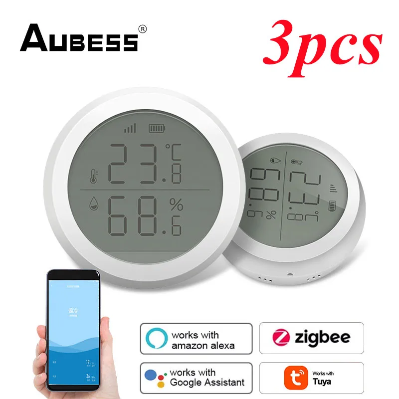 Датчик влажности и температуры Aubess ZigBee, сенсорный экран с ЖК-дисплеем, работает с устройствами TuYa ZigBee, 3 шт. 
Датчик влажности и температуры Aubess ZigBee, сенсорный экран с ЖК-дисплеем, работает с устройствами TuYa ZigBee, 3 шт.