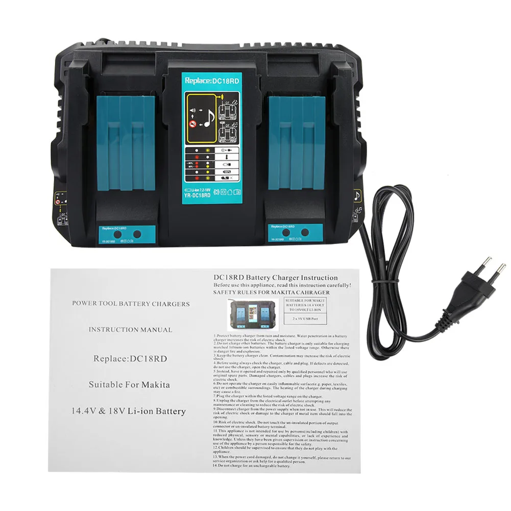 14.4-18V Lithium Battery Charger DC18RD Replacement for MAKITA Li-ion Battery EU Plug 220V
14.4-18V Lithium Battery Charger DC18RD Replacement for MAKITA Li-ion Battery EU Plug 220V