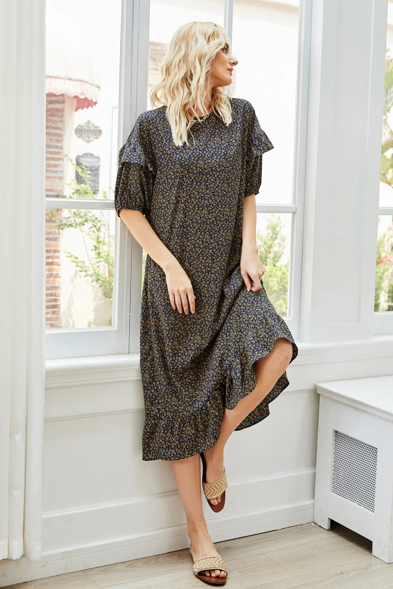 Summer Casual Pullover A-line Elegant Dress Loose Short Sleeves Flounces MIDI Dresses For Women
Summer Casual Pullover A-line Elegant Dress Loose Short Sleeves Flounces MIDI Dresses For Women