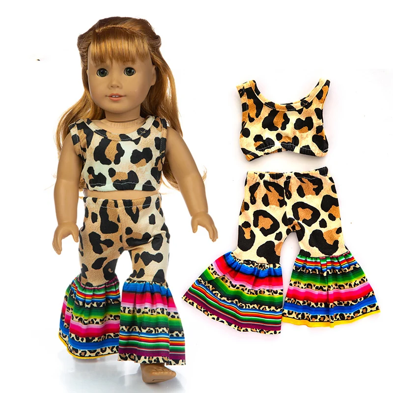 Фото Одежда для куклы с леопардовым принтом 18 дюймов рубашка ремешком брюки подходят
