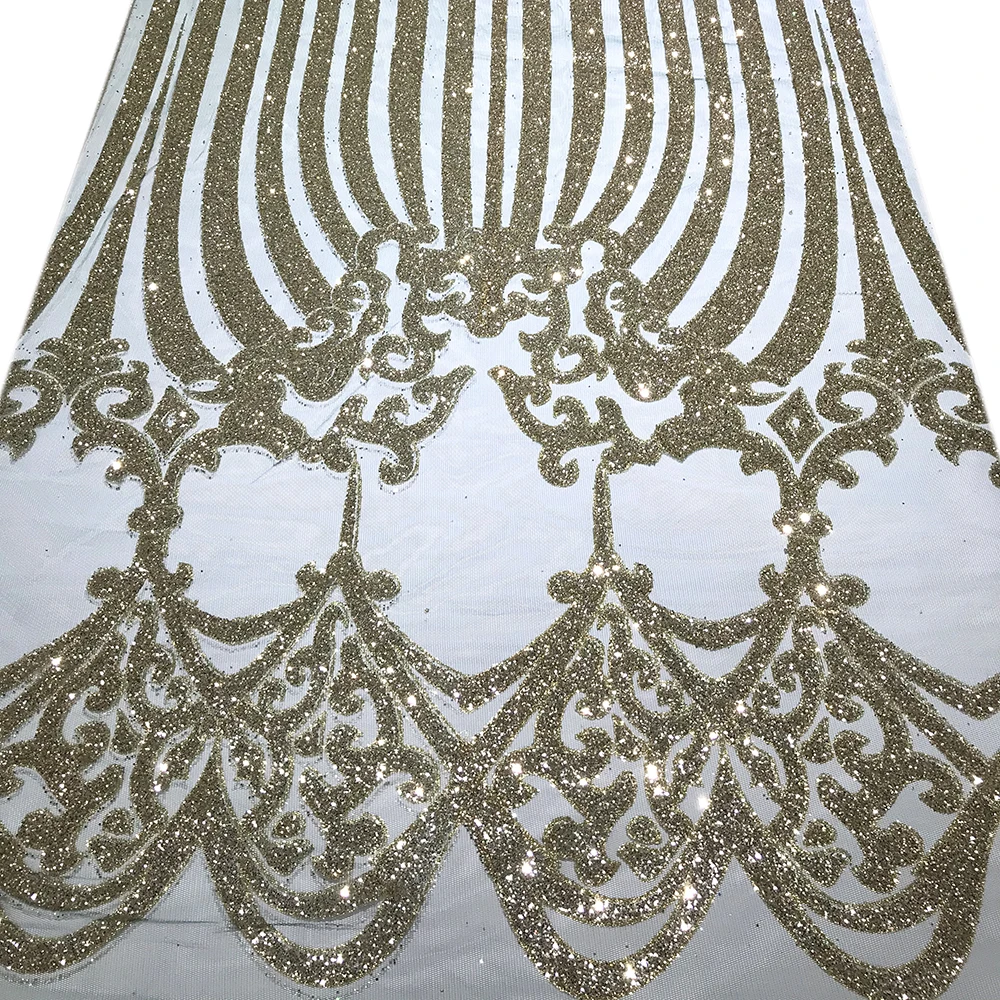Africa High Quality Gold Glitter Mesh with Sequin Fabrics 5 Yards for Nigerian Wedding Party Evening Dress Champagne Lace Tulle
Africa High Quality Gold Glitter Mesh with Sequin Fabrics 5 Yards for Nigerian Wedding Party Evening Dress Champagne Lace Tulle