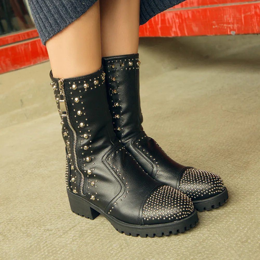 Sarairis New Design The Latest Luxury Rivet Motorcycle Boots Genuine Cow Leather Zip Up Top Quality Ladies Boots Woman Shoes
Sarairis New Design The Latest Luxury Rivet Motorcycle Boots Genuine Cow Leather Zip Up Top Quality Ladies Boots Woman Shoes