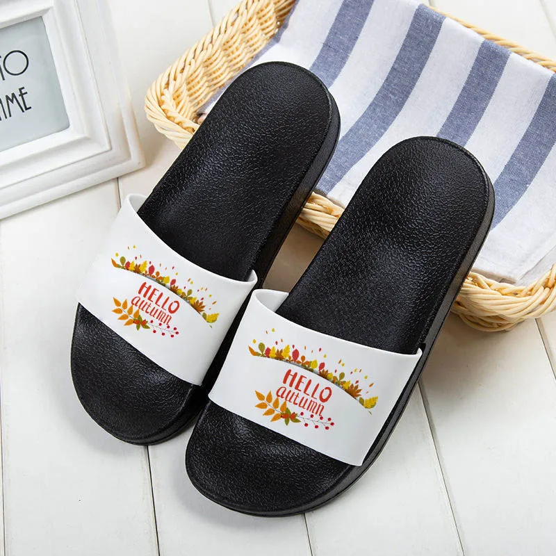 Women Shoes Fashion Home Beach Slippers Hello autumn Print Thick bottom Non-slip Sandals Indoor Slides Fashion Ladies shoes
Women Shoes Fashion Home Beach Slippers Hello autumn Print Thick bottom Non-slip Sandals Indoor Slides Fashion Ladies shoes