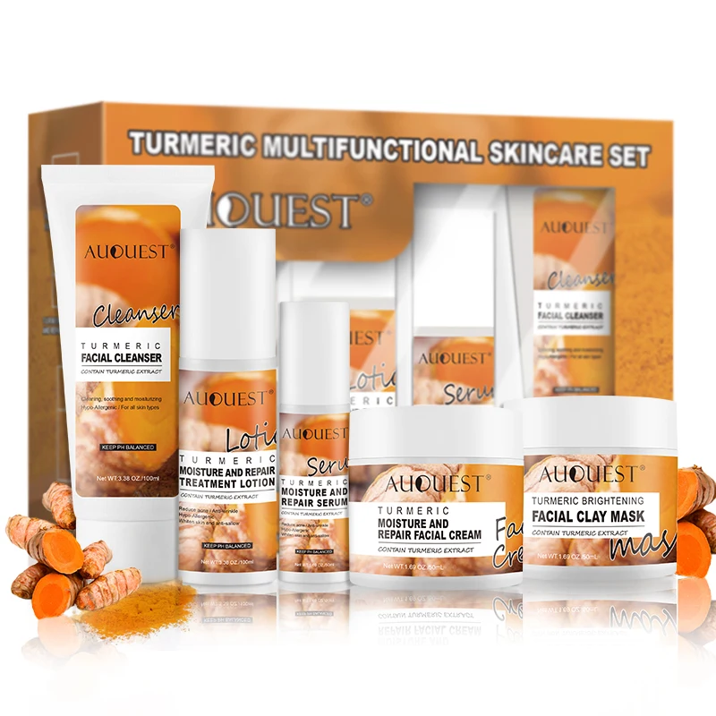AUQUEST 5Pcs/Set Natural Turmeric Skin Care Set Acne Remover Scrub Face Cream Shrink Pores Whitening Moisturizing Face Skin Care
AUQUEST 5Pcs/Set Natural Turmeric Skin Care Set Acne Remover Scrub Face Cream Shrink Pores Whitening Moisturizing Face Skin Care