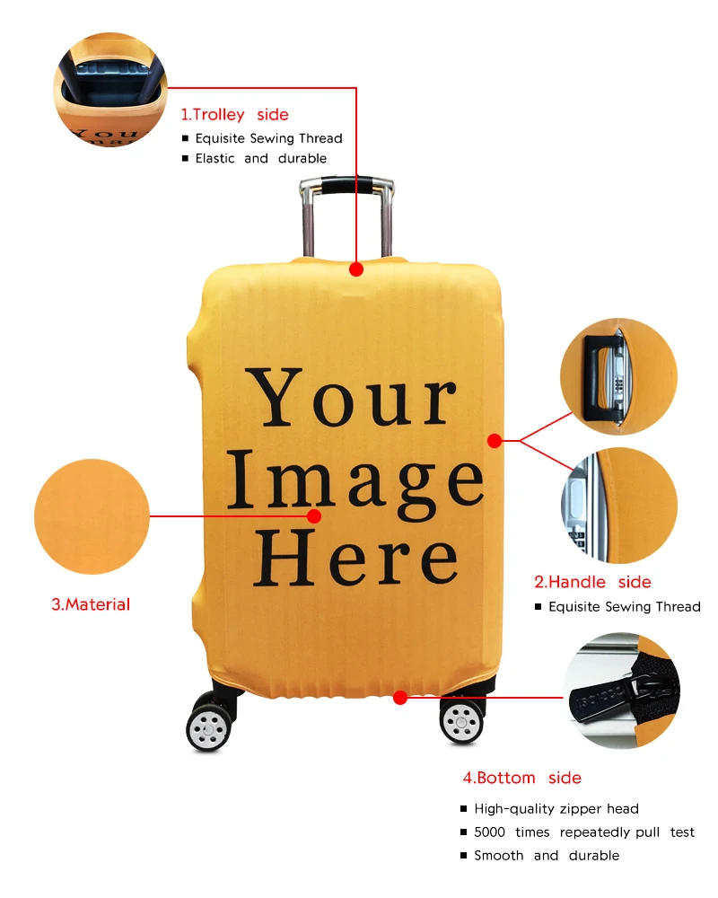 Защитный чехол для чемодана эластичный на колесиках с возможностью нанесения