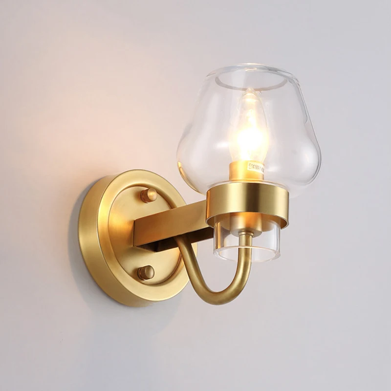 Nordic copper luxury LED wall lamp Post-modern living room decor lighting aisle stairs bedroom bedside glass lights fixture
Nordic copper luxury LED wall lamp Post-modern living room decor lighting aisle stairs bedroom bedside glass lights fixture