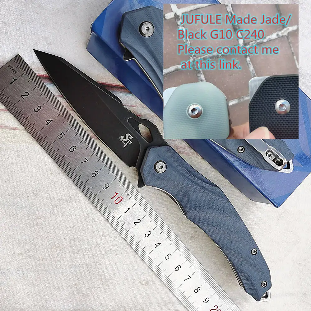 JUFULE Made C240 Black/Jade G10 Real 9Cr18MoV Mark M4 Blade Ceramic Ball Bearing Contact Me Camping Hunting Pocket Folding Knife
JUFULE Made C240 Black/Jade G10 Real 9Cr18MoV Mark M4 Blade Ceramic Ball Bearing Contact Me Camping Hunting Pocket Folding Knife