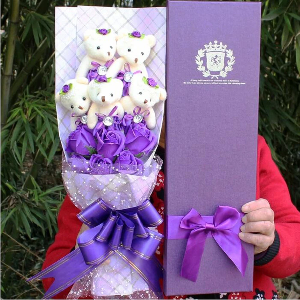 Plush bear purple simulation flower cartoon plush pastic bouquet Valentine's Day birthday Gifts beautiful flower
Plush bear purple simulation flower cartoon plush pastic bouquet Valentine's Day birthday Gifts beautiful flower