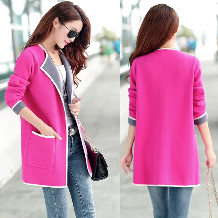 Plus Size Women Jacket Coats Long Autumn Spring Patchwork Knitted Outerwear 2019 Windbreaker Open Stitch Turn Down Collar Coat
Plus Size Women Jacket Coats Long Autumn Spring Patchwork Knitted Outerwear 2019 Windbreaker Open Stitch Turn Down Collar Coat