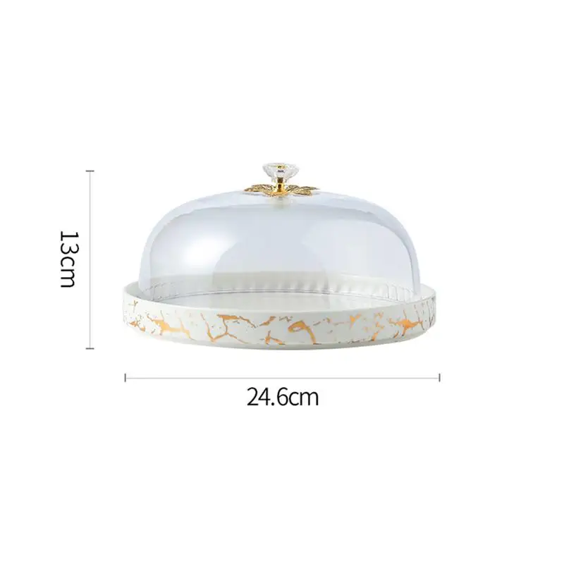 1Pc Ceramic Cake Plate Transparent Cover Dust Cover Tray White Stone Pattern Dessert Fruit Platter With Transparent Lid 
1Pc Ceramic Cake Plate Transparent Cover Dust Cover Tray White Stone Pattern Dessert Fruit Platter With Transparent Lid