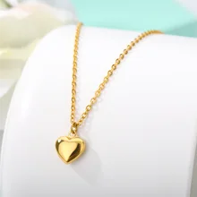 Fashion Necklaces 2022 Woman Stainless Steel Love Heart Pendant Necklaces Virgin Girls Jewelry Rose Gold Color Chain Link