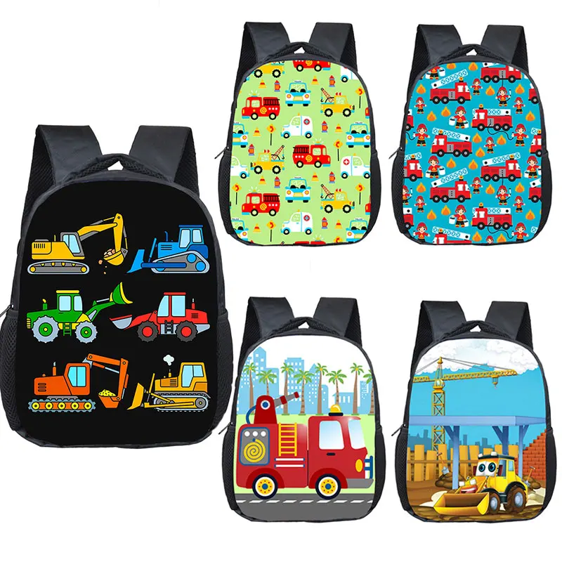 

Детский рюкзак для грузовика/скорой помощи/машины/трактора, школьная сумка для детского сада, экскаватора с мультяшным принтом