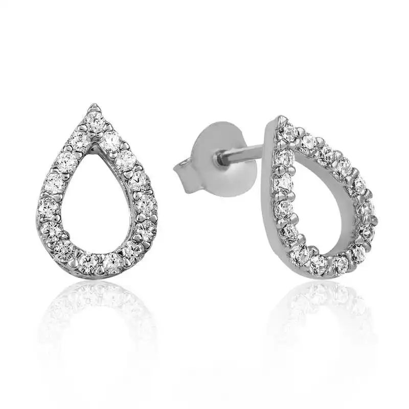 

Silverlina Silver White Cubic Zirconia Drop Studded Earrings