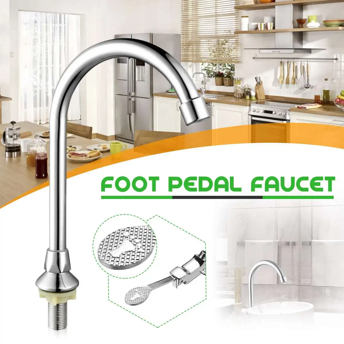 Kitchen Faucet Foot Pedal Control Faucet Single Head Single Hole Bathroom Basin Sink Tap Stream Sprayer Cold Water Mixer Tap
Kitchen Faucet Foot Pedal Control Faucet Single Head Single Hole Bathroom Basin Sink Tap Stream Sprayer Cold Water Mixer Tap