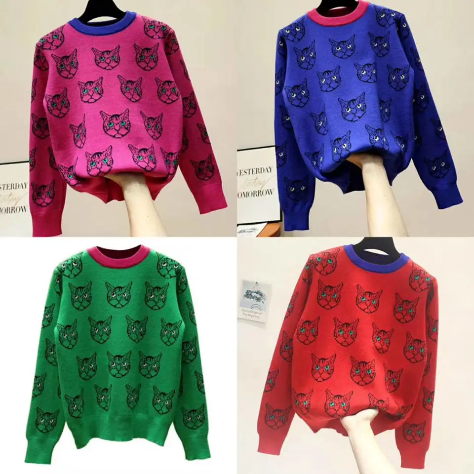 CINESSD High Quality Runway Designer Cat Print Knitted Sweaters Pullovers Women Autumn Winter Long Sleeve Harajuku Sweet Jumper
CINESSD High Quality Runway Designer Cat Print Knitted Sweaters Pullovers Women Autumn Winter Long Sleeve Harajuku Sweet Jumper