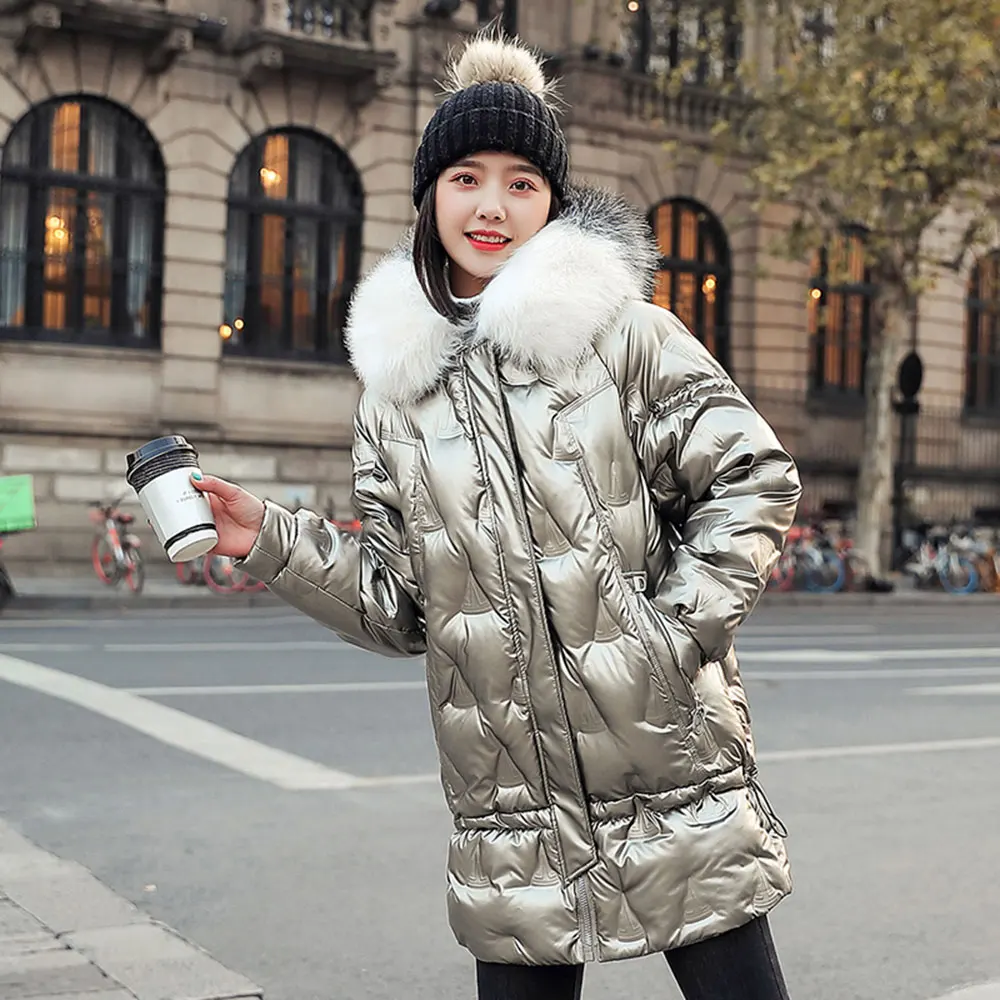 2020 Winter Glossy Bright Down Parka women's Hooded Coat Zip jacket large size Loose Winter Warm Thick Parka Women Jacket 
2020 Winter Glossy Bright Down Parka women's Hooded Coat Zip jacket large size Loose Winter Warm Thick Parka Women Jacket