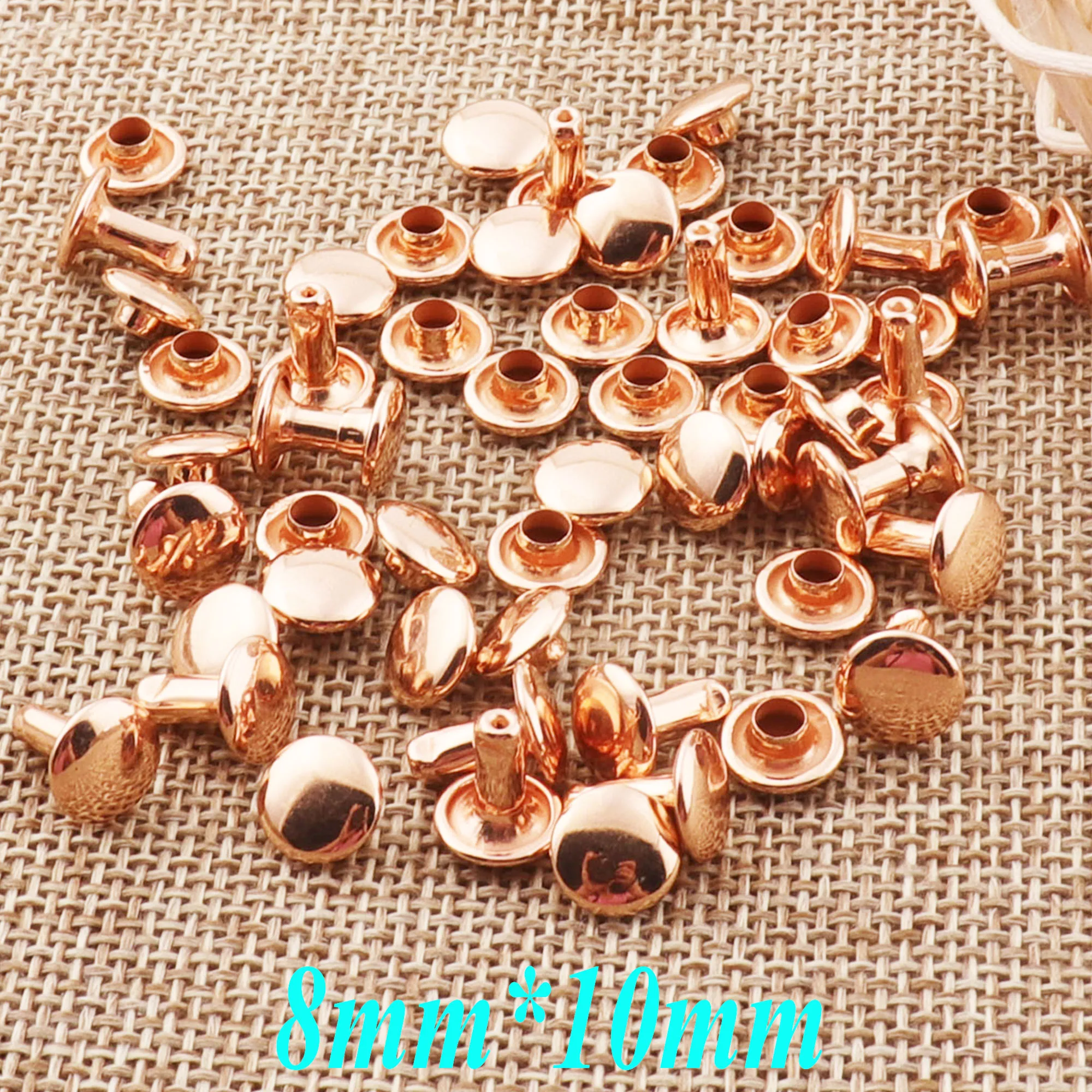 100sets Rose Gold Dome Double Cap Round Rivets Leather Domed Studs Leather Craft Fastener Snaps Prong Studs Metal Rivet 8mm*10mm
100sets Rose Gold Dome Double Cap Round Rivets Leather Domed Studs Leather Craft Fastener Snaps Prong Studs Metal Rivet 8mm*10mm