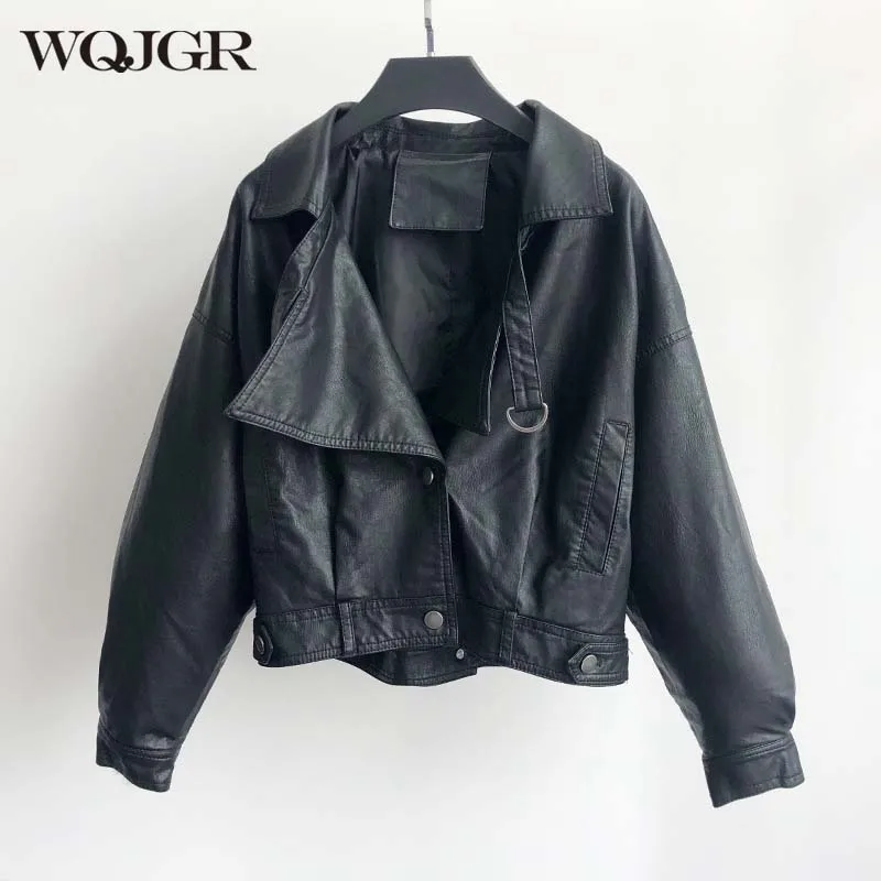 WQJGR Spring Autumn News Women Leather Jacket Long Sleeve Coat Turn-down Collar Veste Femme
WQJGR Spring Autumn News Women Leather Jacket Long Sleeve Coat Turn-down Collar Veste Femme