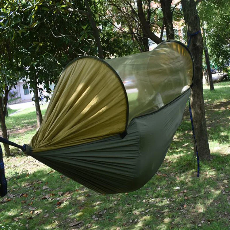 280x140cm 110"x55" Automatically Unbedded Mosquito Net Hammock Outdoor Nylon Hanging Bed Family Garden Vacation Camping Use
280x140cm 110"x55" Automatically Unbedded Mosquito Net Hammock Outdoor Nylon Hanging Bed Family Garden Vacation Camping Use